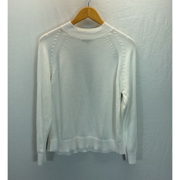 Quince Sweaters - Quince‎ Women 100% Organic Cotton Mock Neck Sweater White Long Sleeved Top S